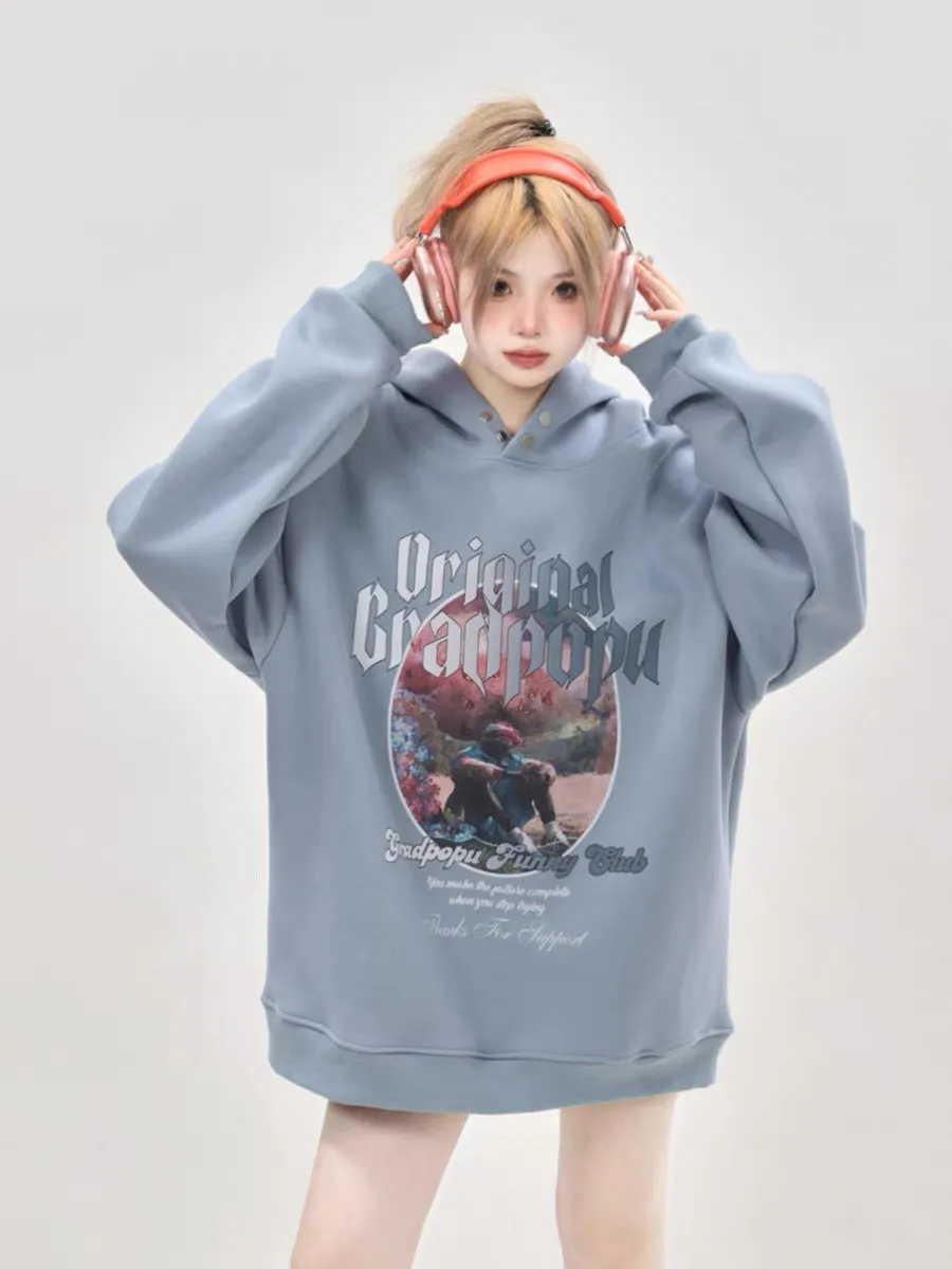 2023 New Lazy Style Oversize Sweater Women's Spring and Autumn Style American Hooded Heavy Hoody Small Top A3351