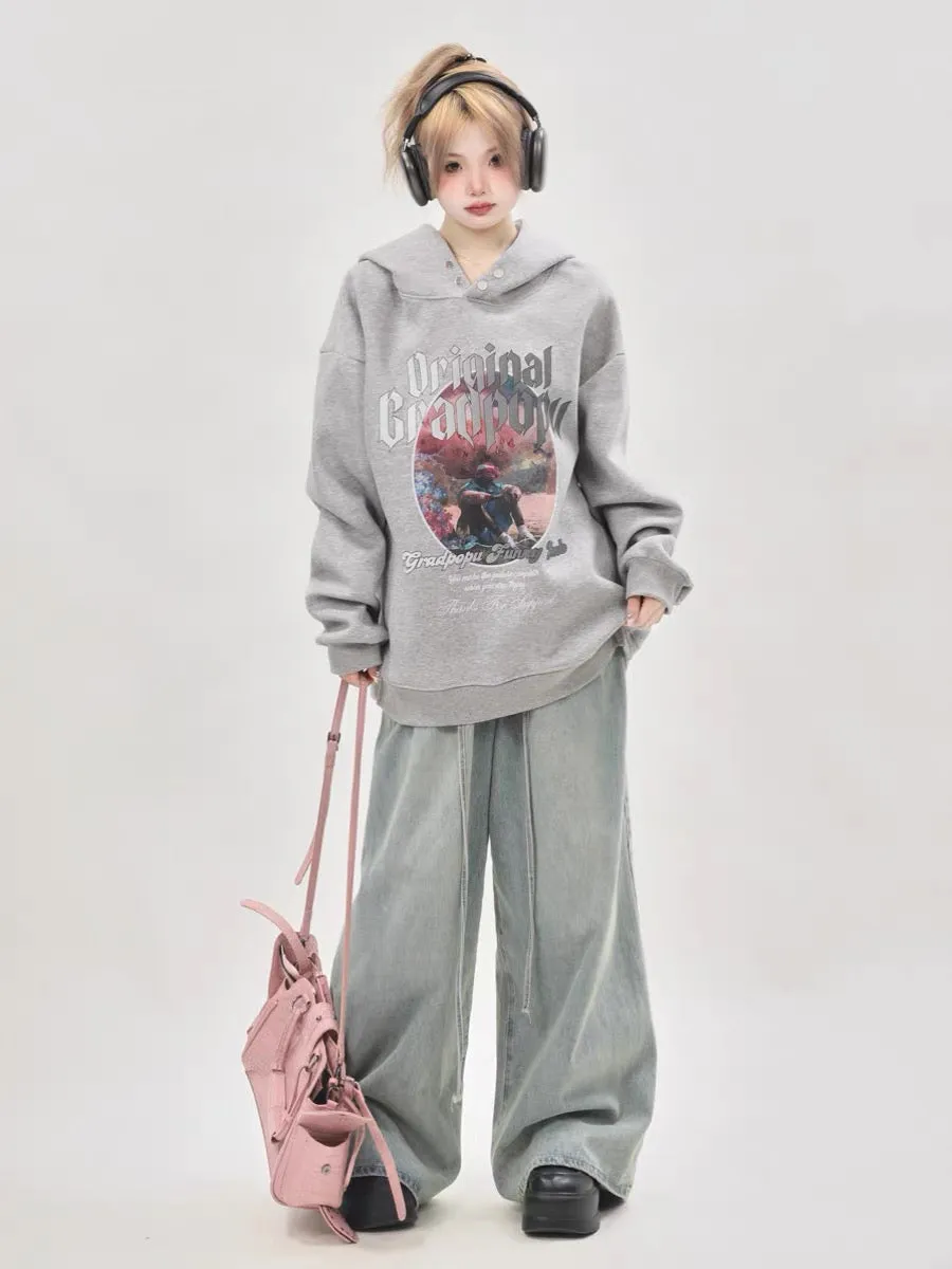 2023 New Lazy Style Oversize Sweater Women's Spring and Autumn Style American Hooded Heavy Hoody Small Top A3351