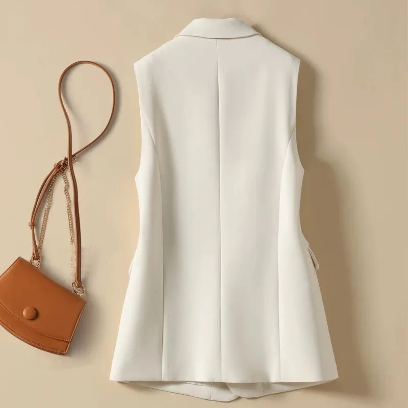 2023 Spring and Autumn Women's Vest New Temperament High-end Pocket Embroidery Slim Fit Vest Sleeveless Jacket Trendy