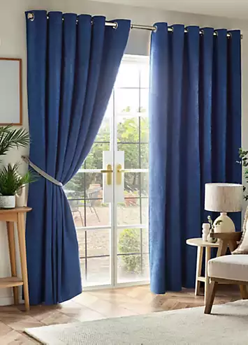 Alan Symonds Chenille Pair of Blackout Eyelet Curtains | Kaleidoscope