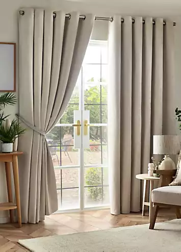 Alan Symonds Chenille Pair of Blackout Eyelet Curtains | Kaleidoscope