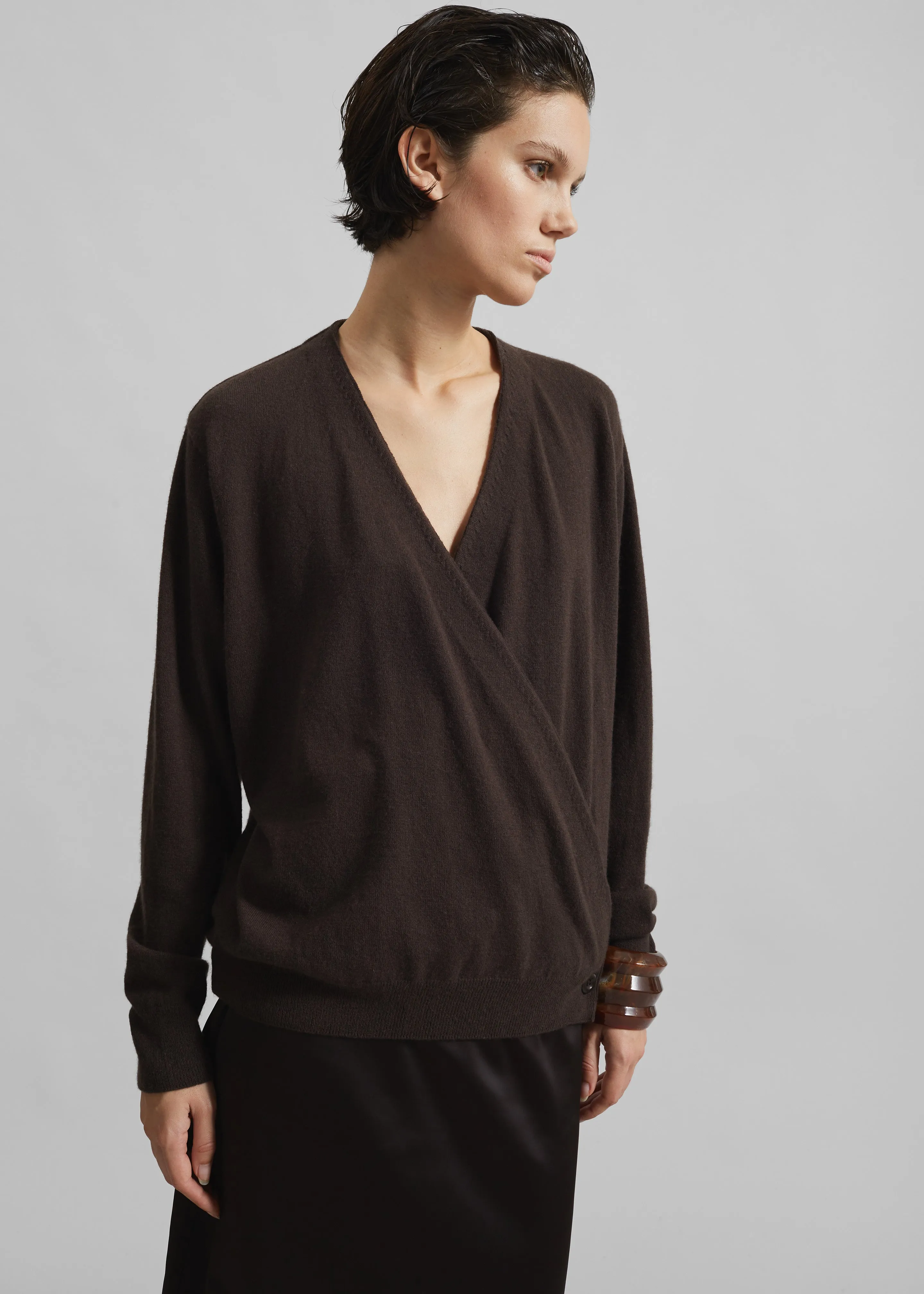 Albi Wrap Cardigan - Brown