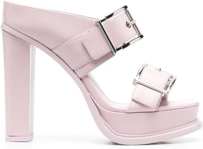 Alexander McQueen 120mm leather platform mules Pink