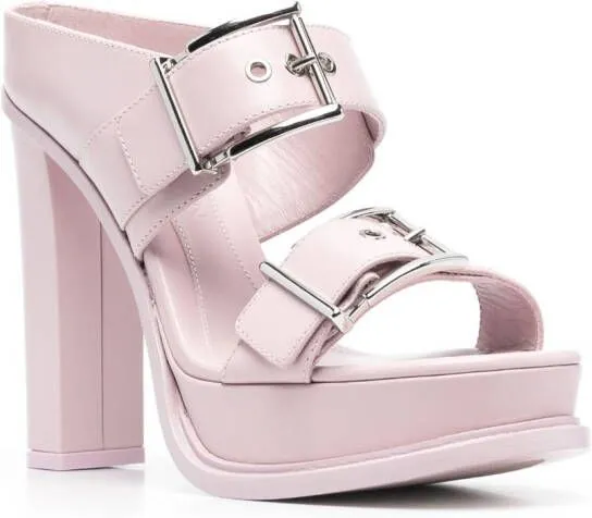 Alexander McQueen 120mm leather platform mules Pink