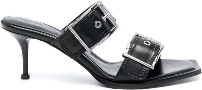 Alexander McQueen 75mm leather buckled mules Black