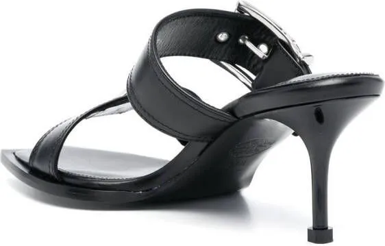 Alexander McQueen 75mm leather buckled mules Black