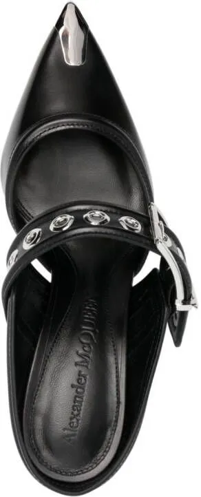 Alexander McQueen Punk 65mm buckled leather mules Black