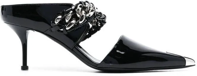 Alexander McQueen Punk Chain 85mm mules Black