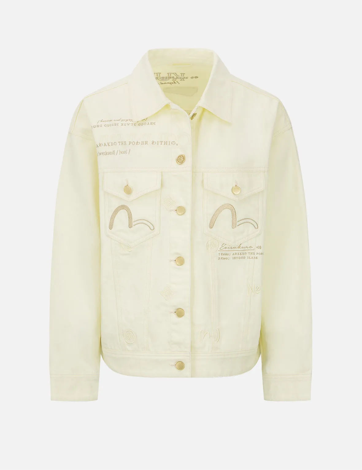 Allover Brand Elements Embroidery Denim Jacket