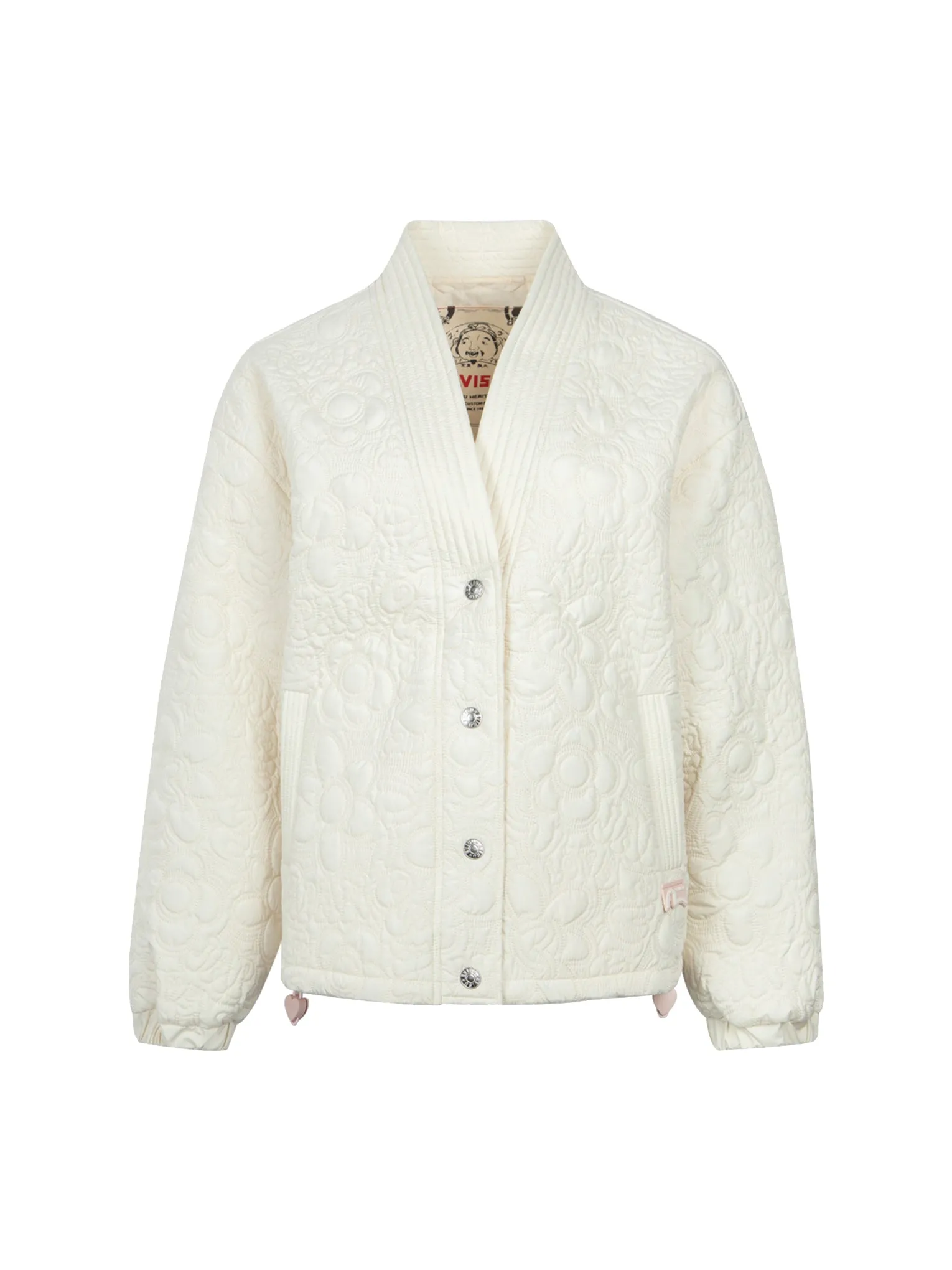 Allover Quilted Seagull and Floral Fashion Fit Jacket