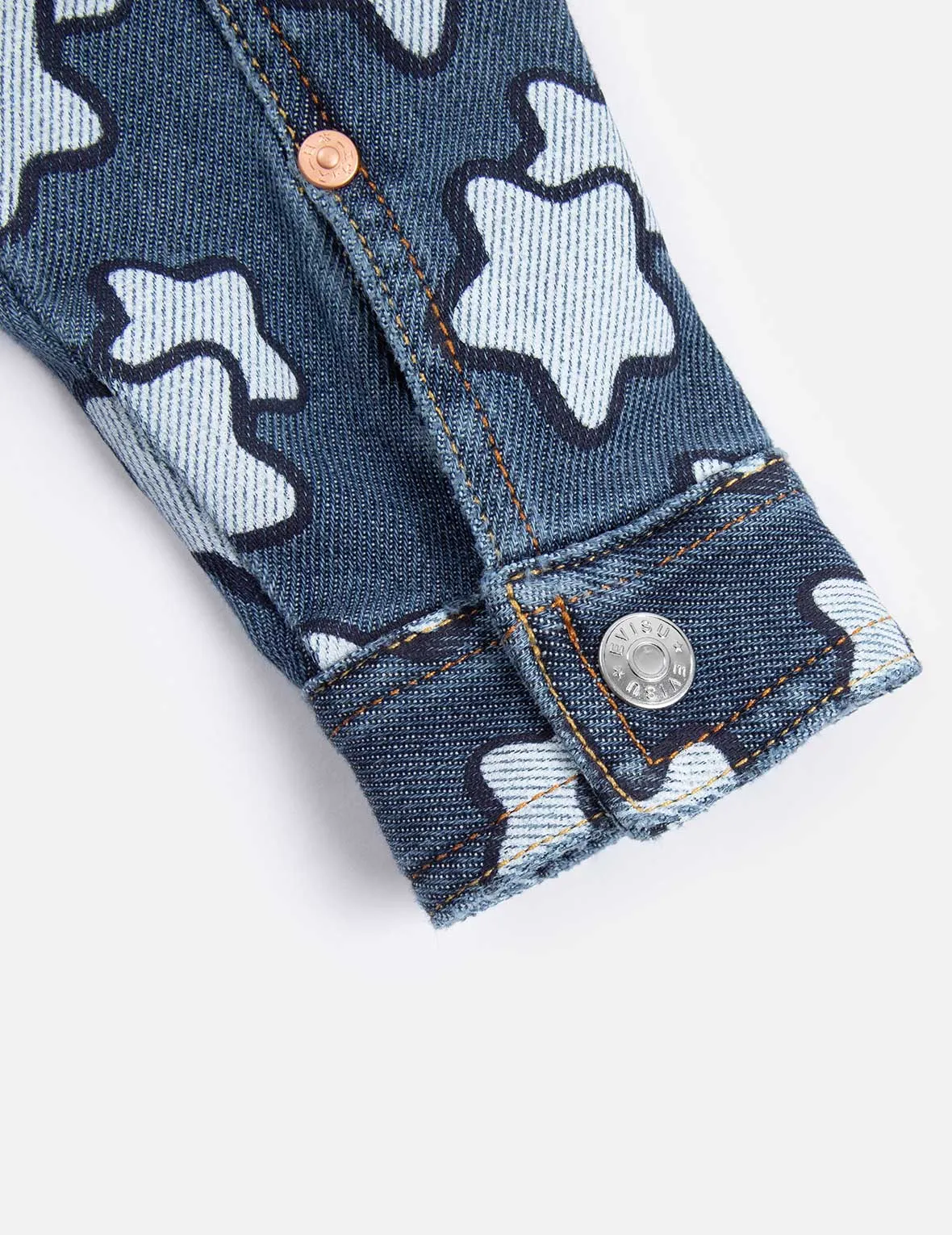 Allover Star Print Regular Fit Denim Jacket