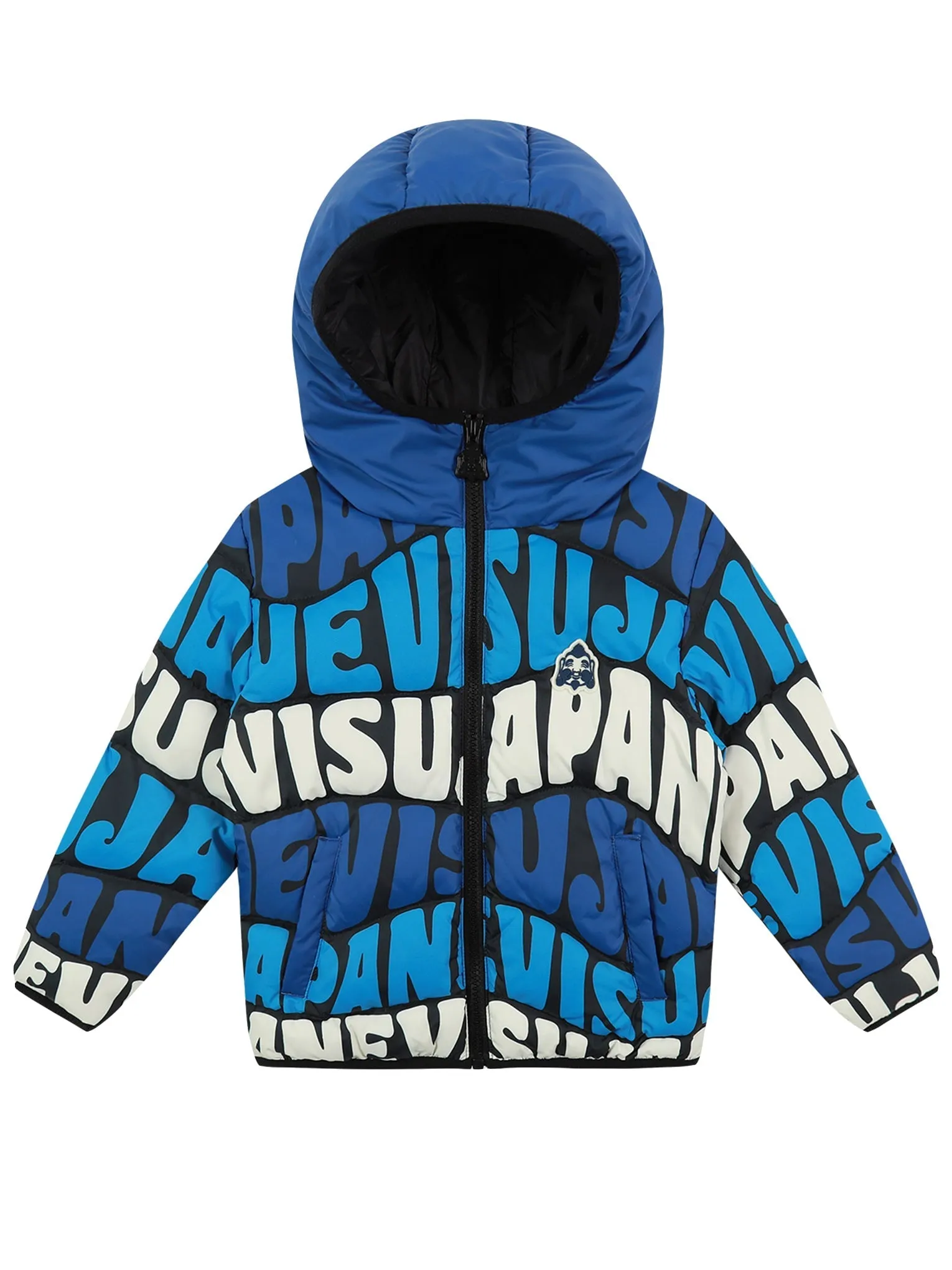 Allover Wavey Logo Print Down Jacket