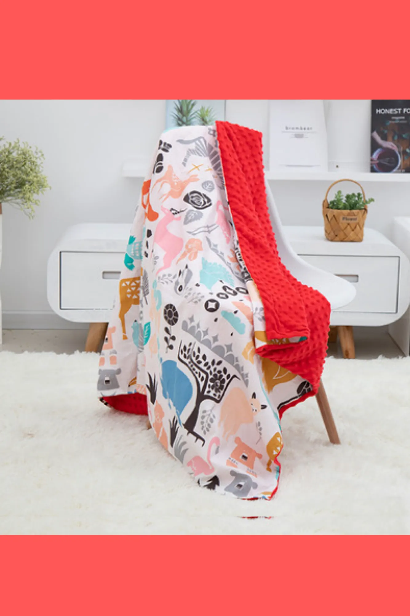 Animal Minky Dot Double Layer Cotton Baby Blanket