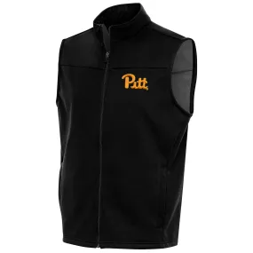 Antigua Pitt Panthers Black Links Full-Zip Golf Vest