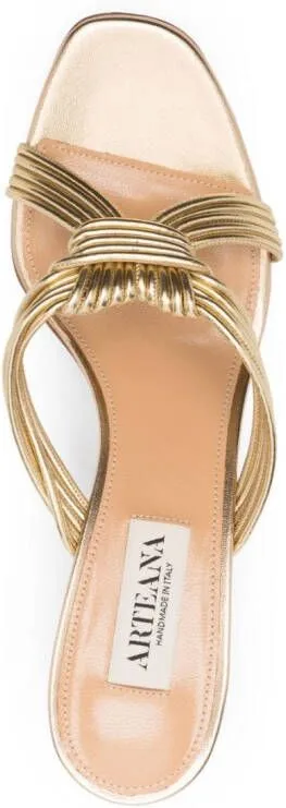 Arteana Capri 75mm metallic mules Gold