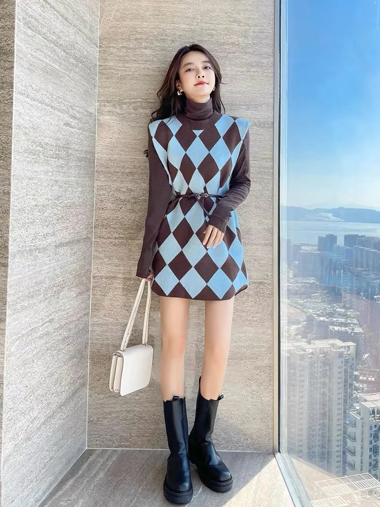 Autumn clothing 2023 new style sweater vest dress two-piece set high-end sense royal lady light familiar lady suit women autumn 