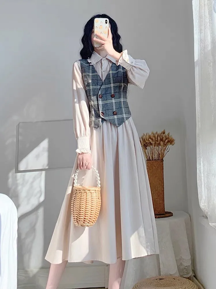 Autumn clothing 2023 new women's skirt temperament French retro small fragrance two-piece vest suit skirt dress