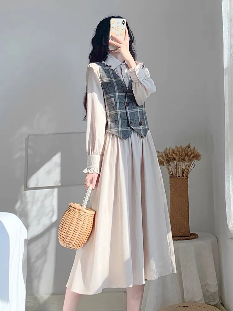 Autumn clothing 2023 new women's skirt temperament French retro small fragrance two-piece vest suit skirt dress