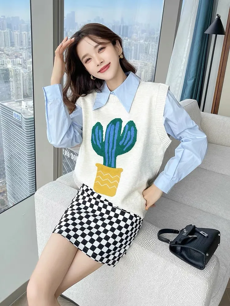 Autumn light mature style women's suit Hong Kong flavor 2023 new style small fragrant vest shirt Yujie street two-piece set autu