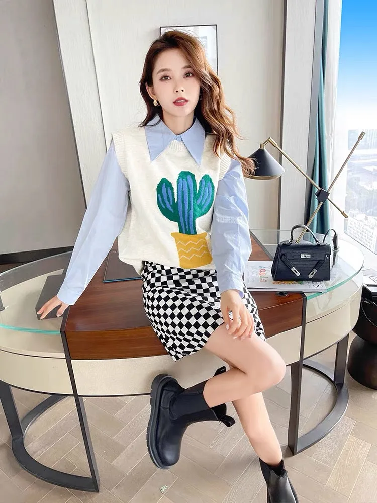 Autumn light mature style women's suit Hong Kong flavor 2023 new style small fragrant vest shirt Yujie street two-piece set autu