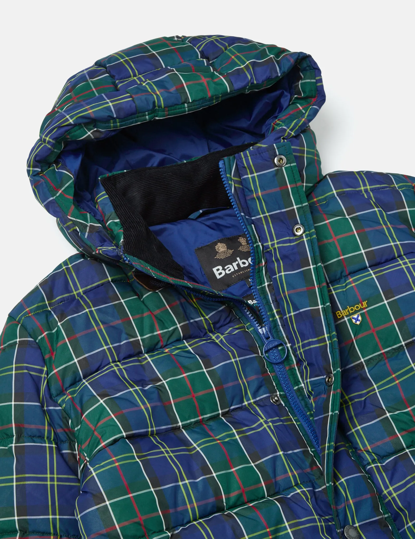 Barbour Tartan Blaine Baffle Quilt Coat - Ivy Tartan Green