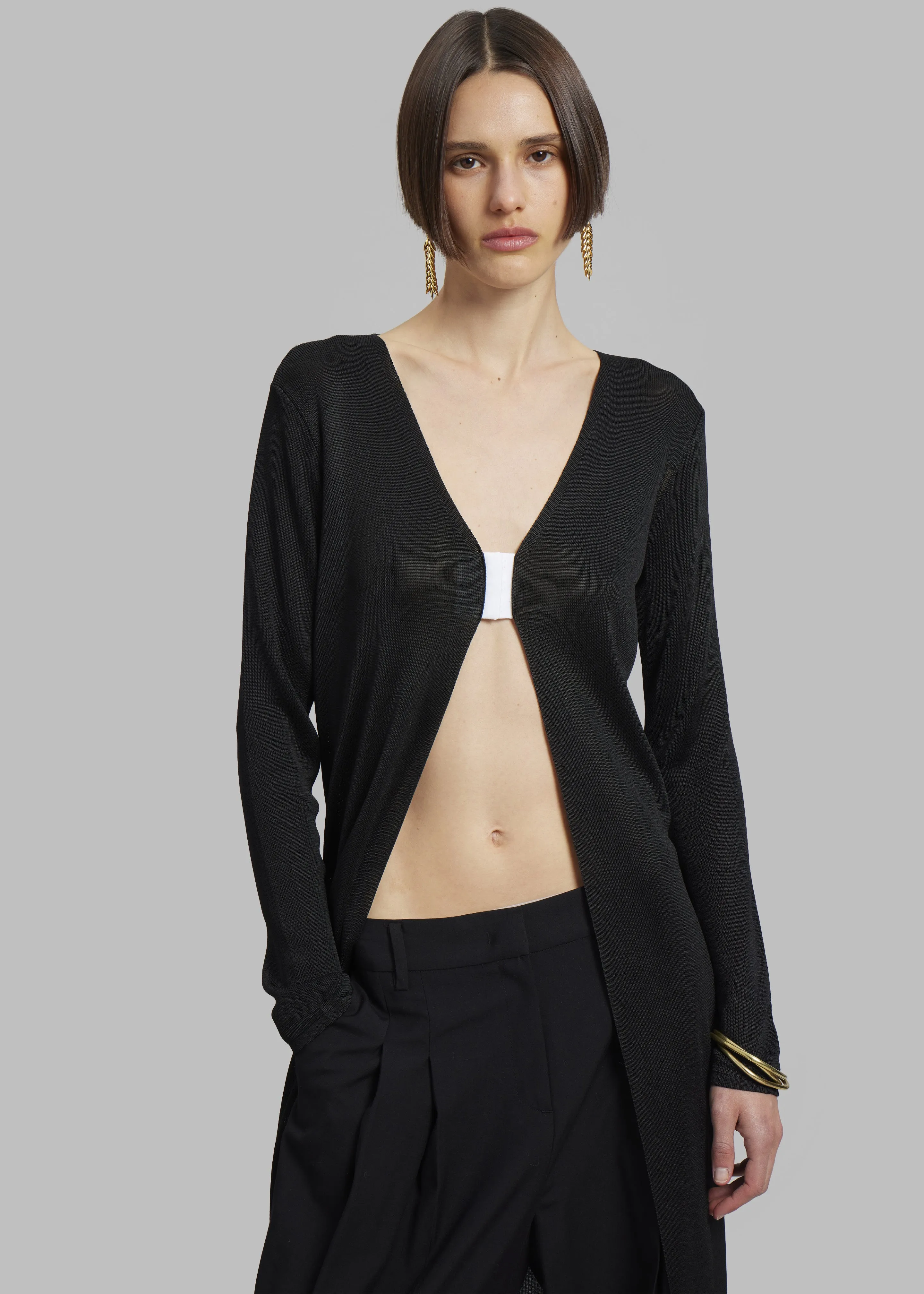 Bevza Long Knitted Cardigan - Black