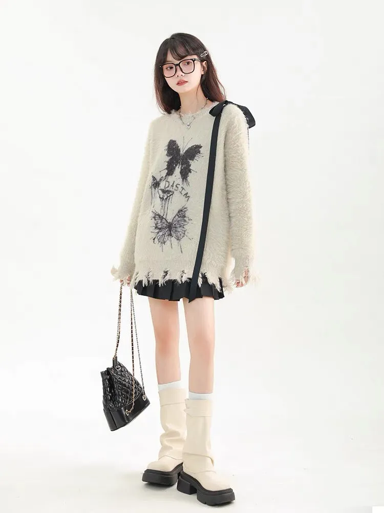 Big sim small sim soft and lazy style bow sweater women's autumn and winter loose pullover lace-up sweater jacket V1161