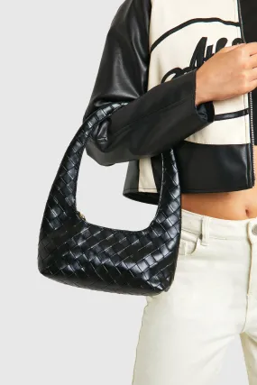 Black Woven Shoulder Bag