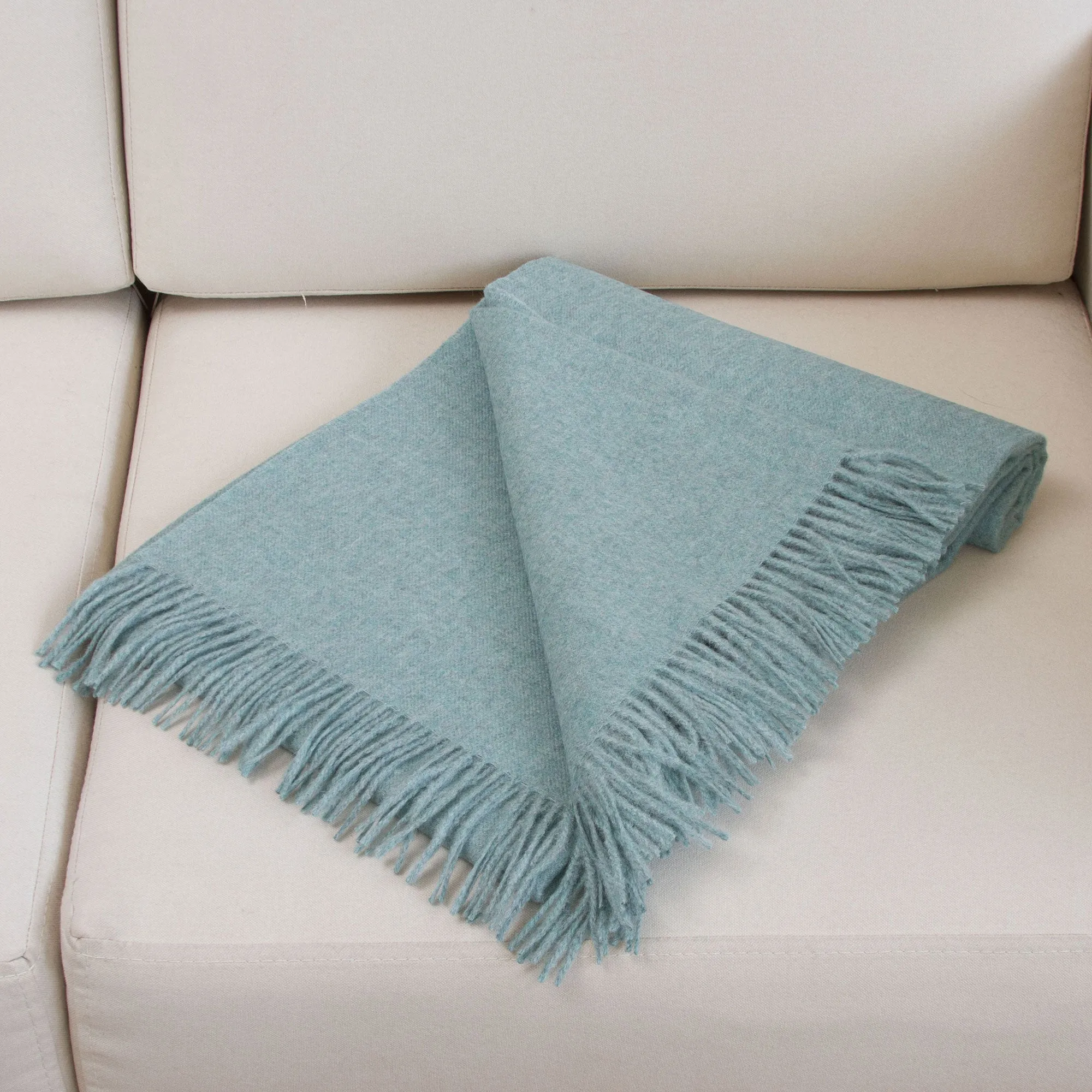 Blissful Dream in Aqua 100% Baby Alpaca Throw Blanket in Solid Aqua from Peru