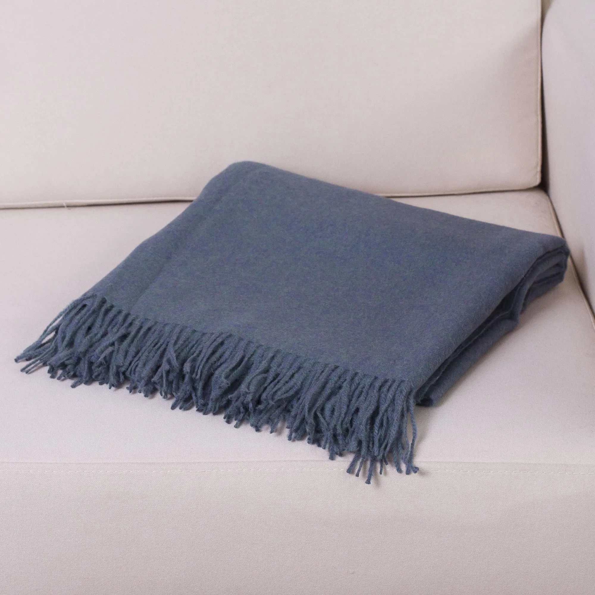 Blissful Dream in Steel Blue 100% Baby Alpaca Throw Blanket in Steel Blue from Peru