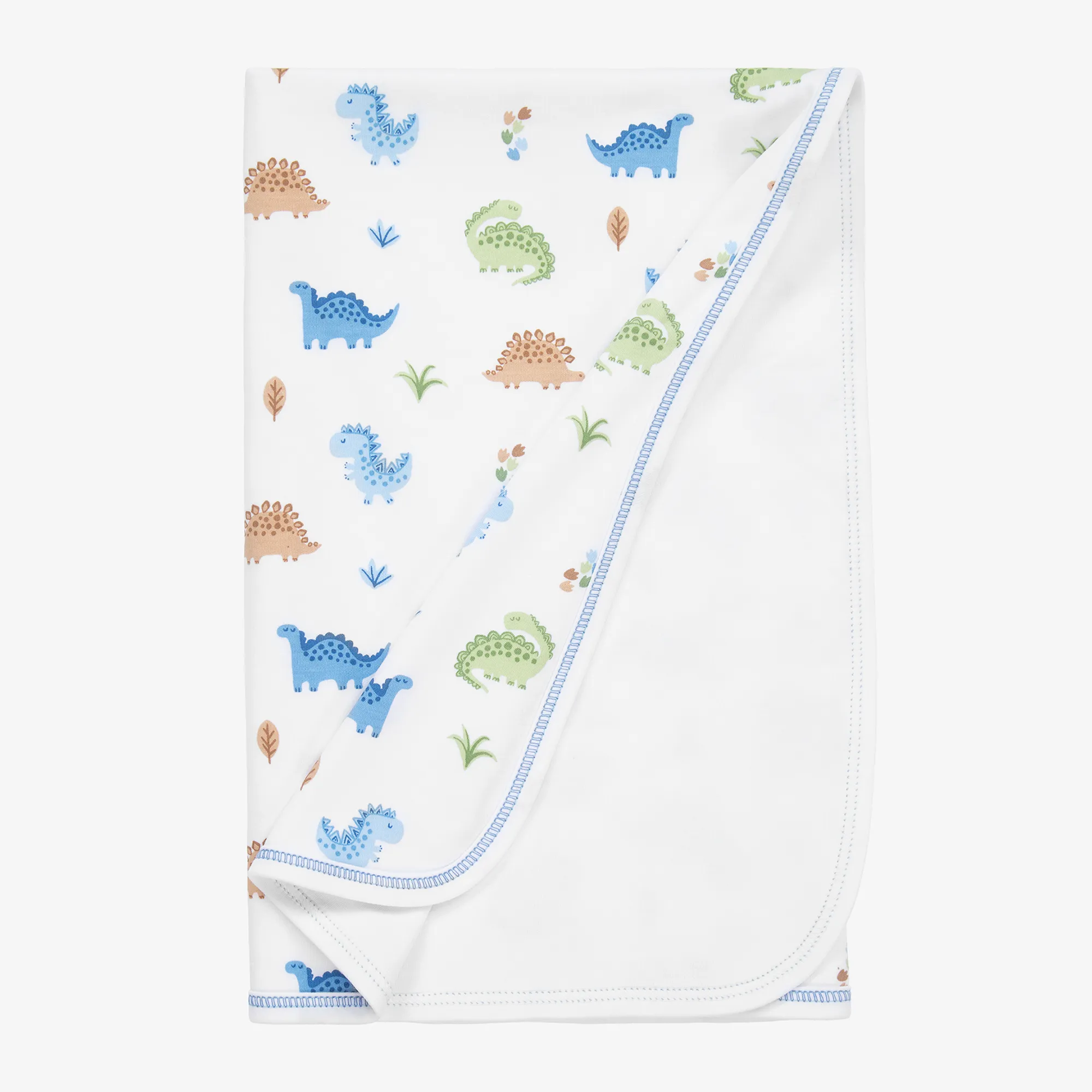 Boys White Cotton Dinosaur Domain Blanket (73cm)