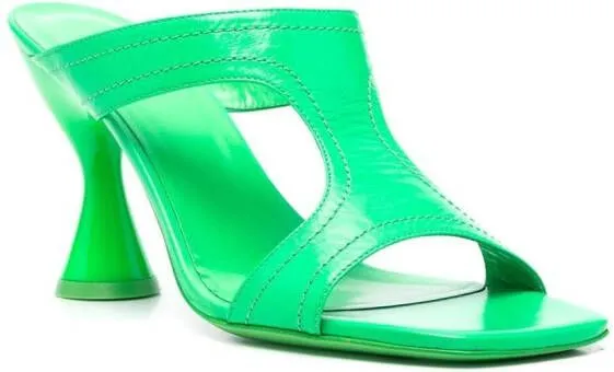 BY FAR open-toe 95mm heeled mules Green