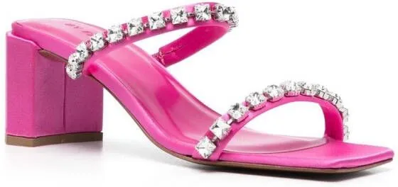 BY FAR Tanya crystal-embellished 70mm mules Pink