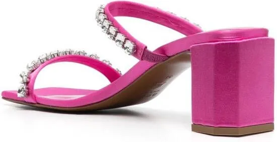 BY FAR Tanya crystal-embellished 70mm mules Pink