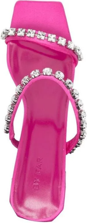 BY FAR Tanya crystal-embellished 70mm mules Pink