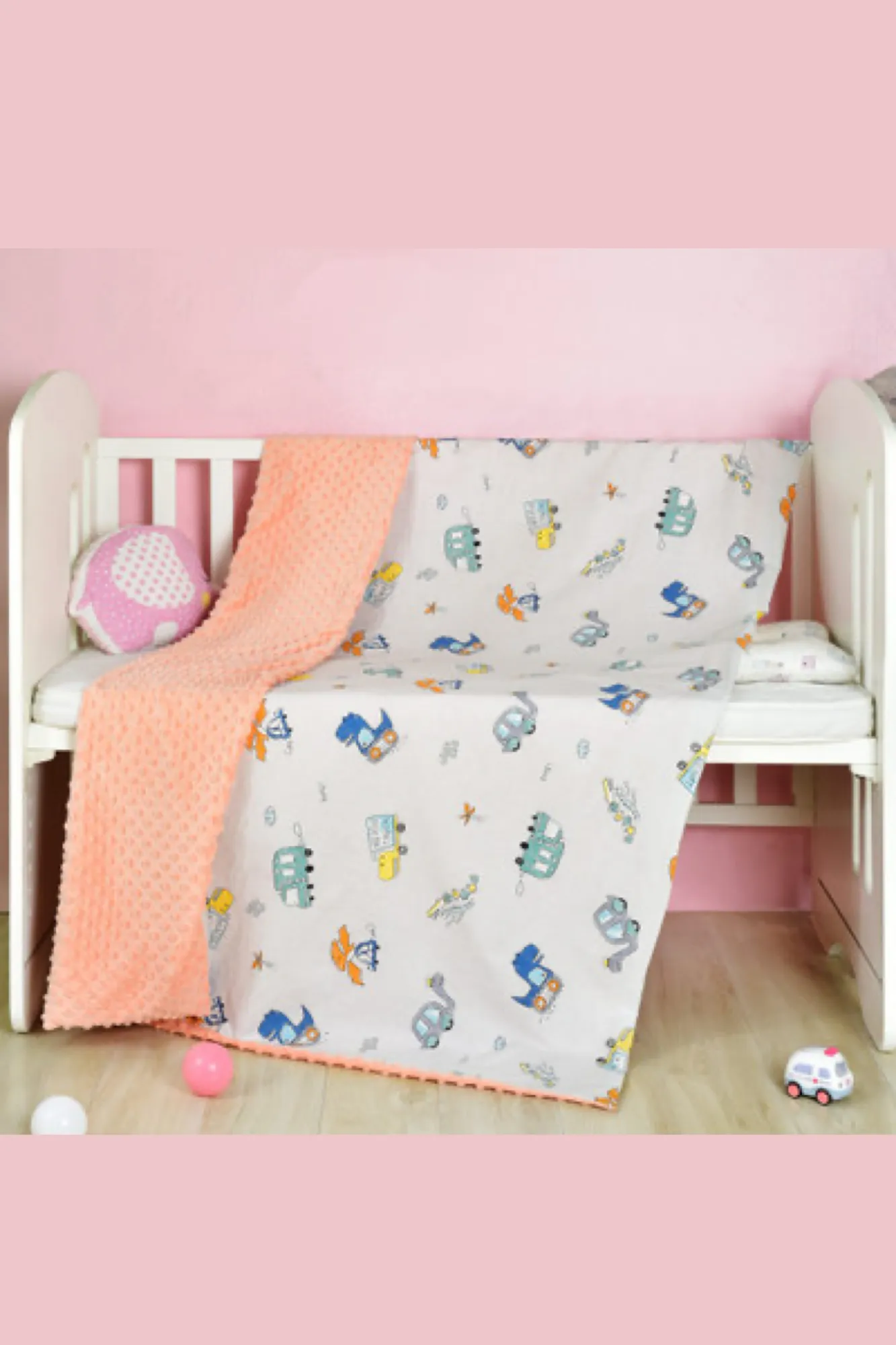 Car Minky Dot Double Layer Cotton Baby Blanket