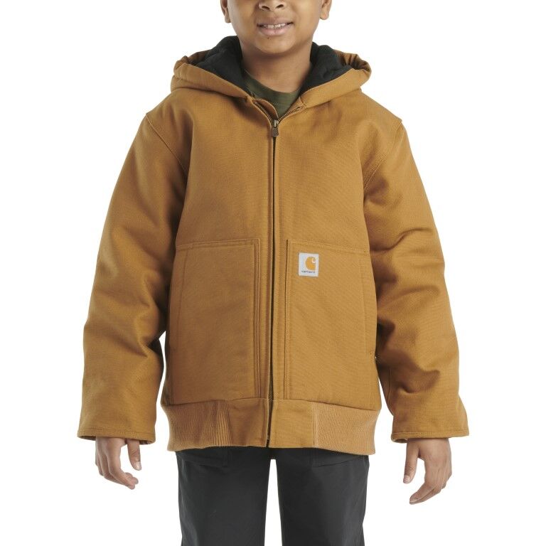 Carhartt Boy's Flannel Quilt Lined Active Jac in Carhartt Brown