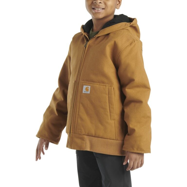 Carhartt Boy's Flannel Quilt Lined Active Jac in Carhartt Brown