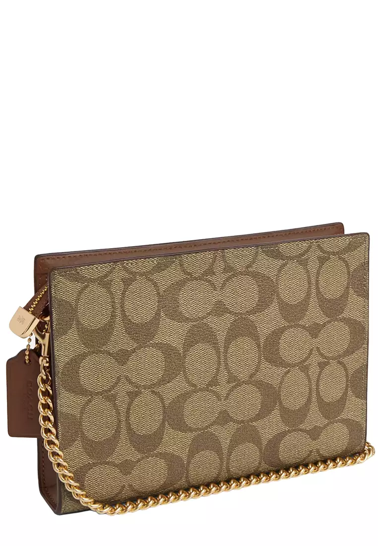 Coach Coach Slim Crossbody Bag in Signature Canvas in Khaki Saddle 2 CR239