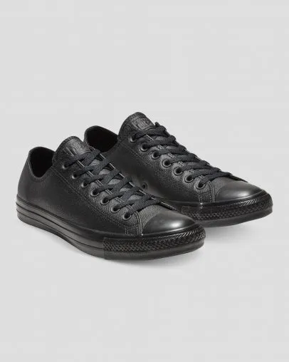 CONVERSE CHUCK TAYLOR ALL STAR LEATHER - LOW TOP BLACK/BLACK