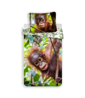 Cotton orangutan duvet cover set brown/green/white Generic