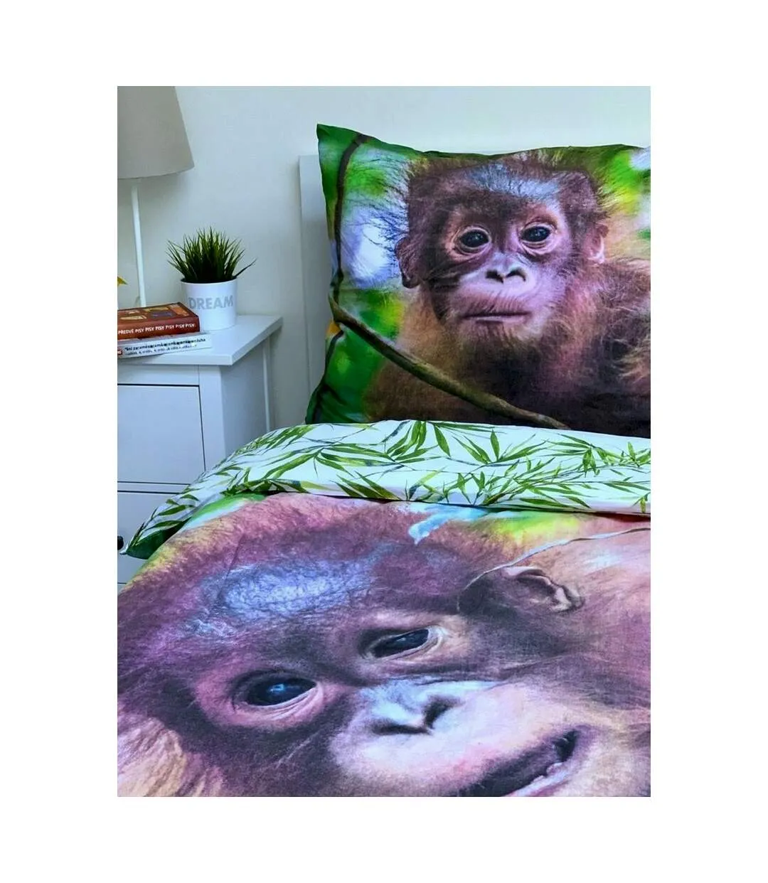 Cotton orangutan duvet cover set brown/green/white Generic