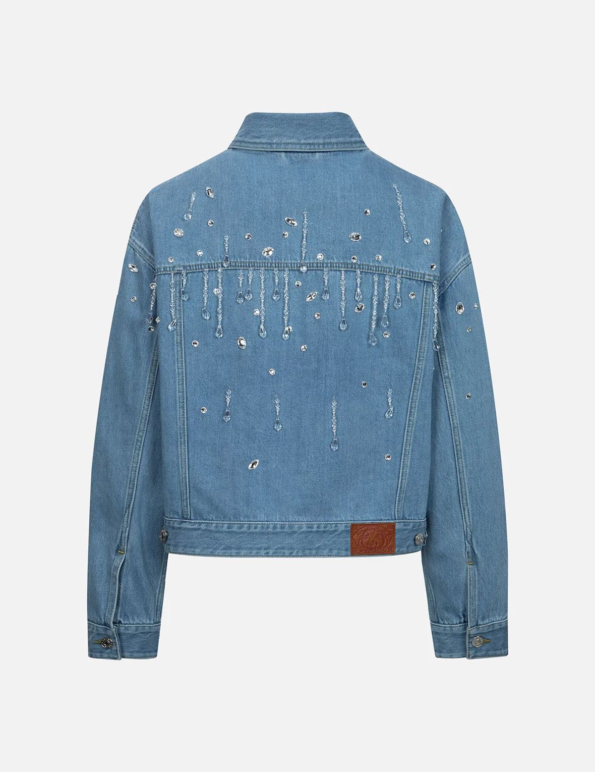 Crystal Embellished Oversized Denim Jacket