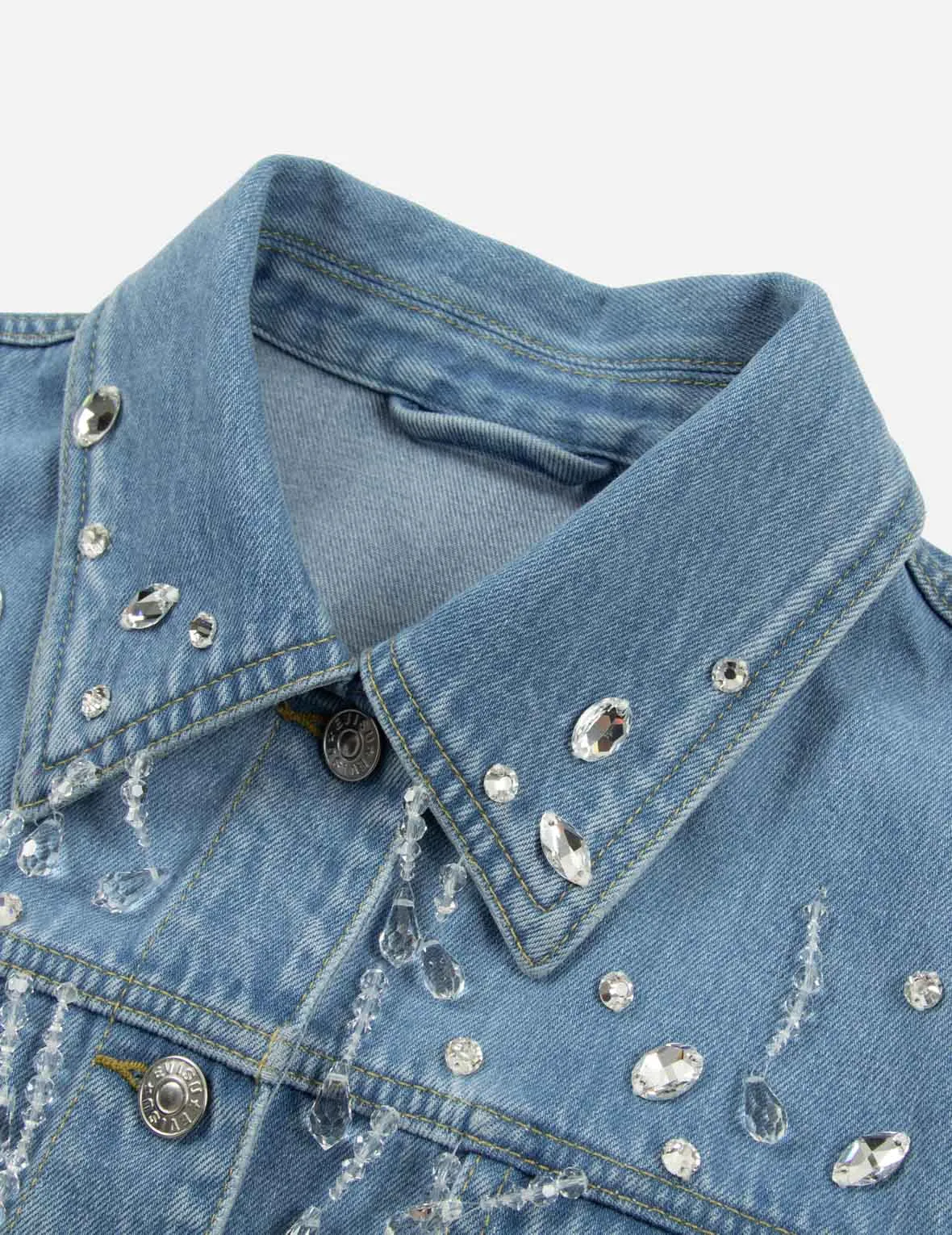 Crystal Embellished Oversized Denim Jacket