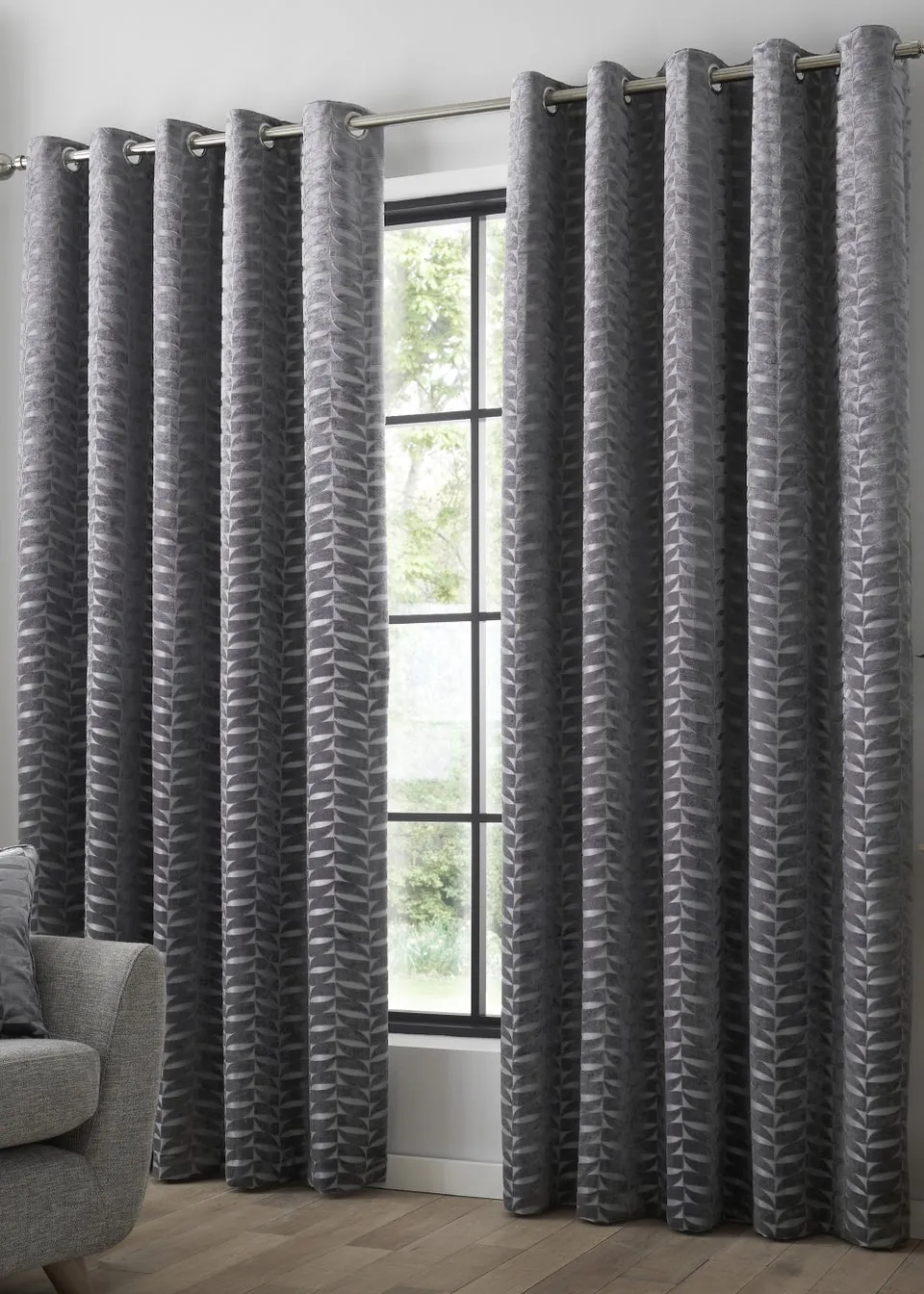 Curtina Kendal Grey Eyelet Curtains