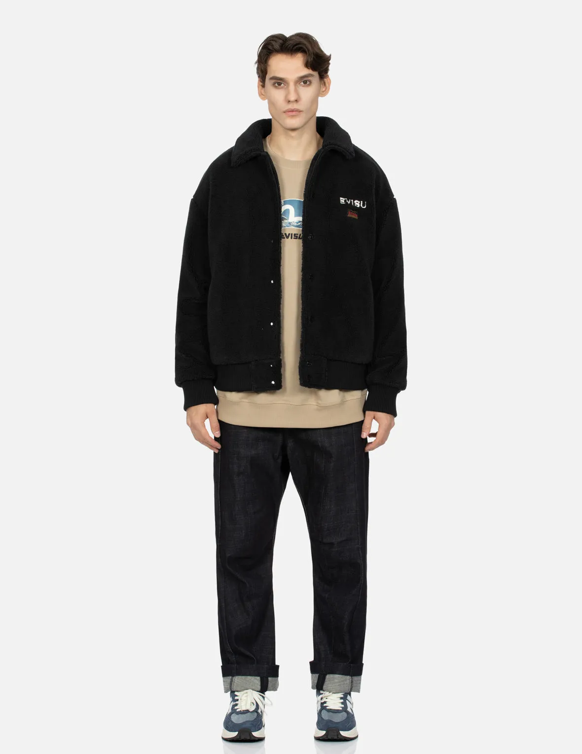 Daicock Patchwork Loose Fit Sherpa Jacket