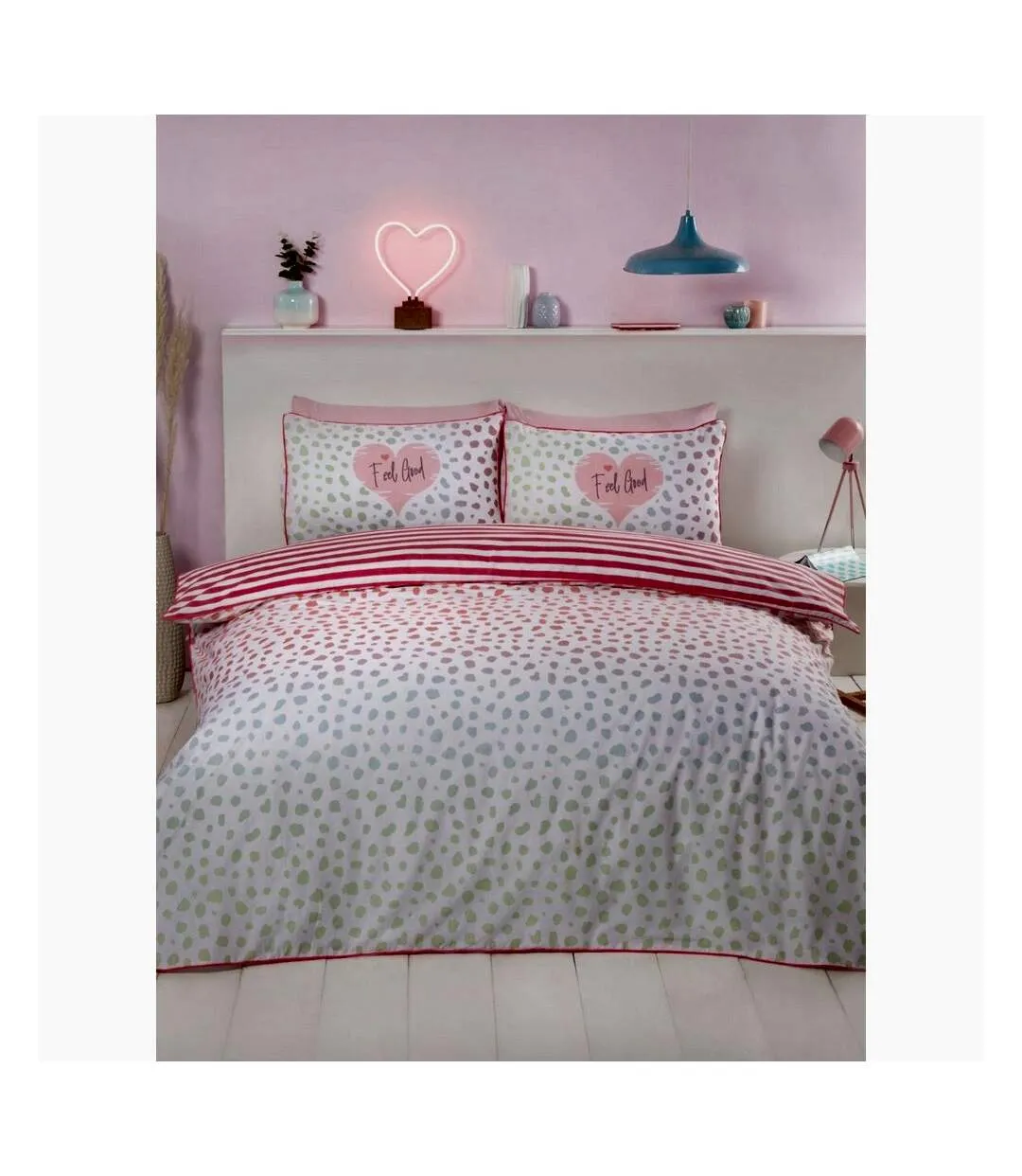 Dalmatian print duvet cover set pink/white Rapport