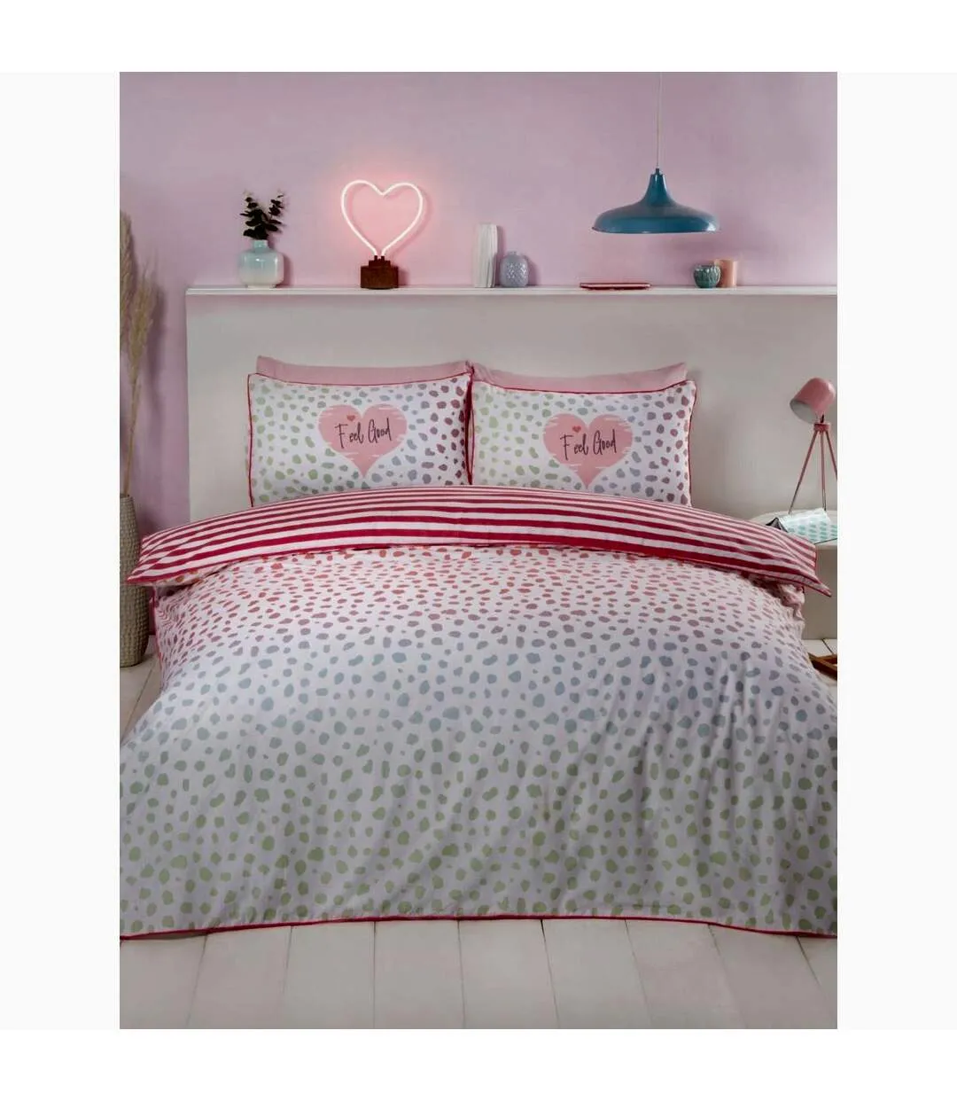 Dalmatian print duvet cover set pink/white Rapport