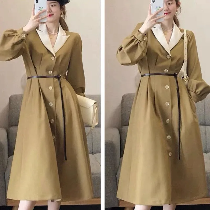 Early autumn plaid vest suit collar long skirt suit early autumn light luxury fashion temperament women's high-end dress