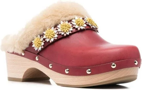 Fabrizio Viti flower-applique detail mules Red